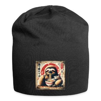 Ramen Sloth Grunge Poster Style - Jersey Beanie - black - Front