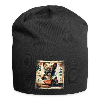 Ramen French Bulldog Dog Grunge Poster St - Jersey Beanie - black - Front