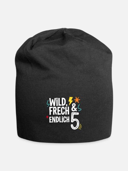 Wild, Frech & Endlich 5 Jahre 5. Geburtstag - Jersey-Beanie - Schwarz