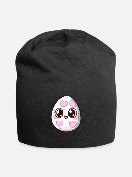 Süßes Ei mit Herzchen - Jersey-Beanie - Schwarz