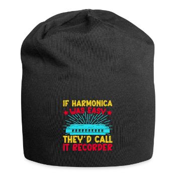 Funny Harmonica Player Was Easy They Call Recorder - Jersey Beanie - black - Front