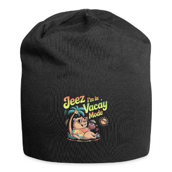 Jeez Vacay Mode Capybara - Jersey-Beanie - Schwarz - Vorne