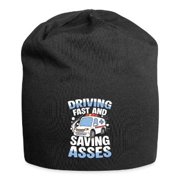 Conduire vite et économiser des culs Service de secours Humour - Bonnet en jersey - noir - Devant