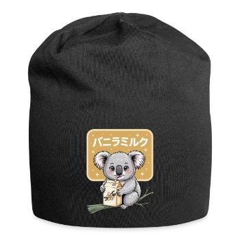 Kawaii Koala buvant du lait de vanille Animal mignon - Bonnet en jersey - noir - Devant