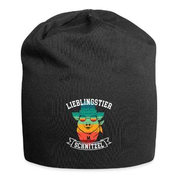 Schnitzel Fan Fleischliebhaber Schlachter Metzger - Jersey-Beanie - Schwarz - Vorne