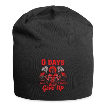 Powerlifting Jesus 0 Days Since Skipped Leg Day - Jersey Beanie - black - Front