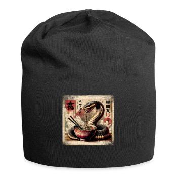 Ramen Snake Japan Grunge Poster Style - Jersey Beanie - black - Front