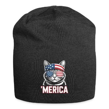 'Merica Katze Mit Sonnenbrille - Jersey-Beanie - Anthrazit - Vorne