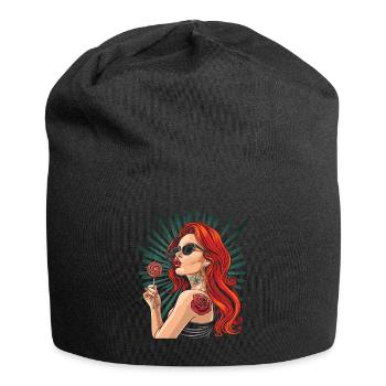 Rote Haare Rockabilly Pin Up Girl 50s - Jersey-Beanie - Schwarz - Vorne