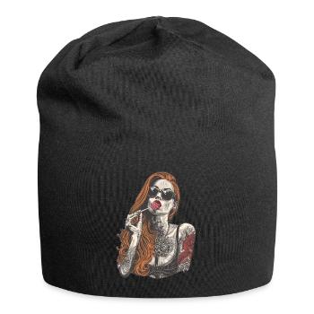 Rote Haare Rockabilly Pin Up Girl 50s - Jersey-Beanie - Schwarz - Vorne