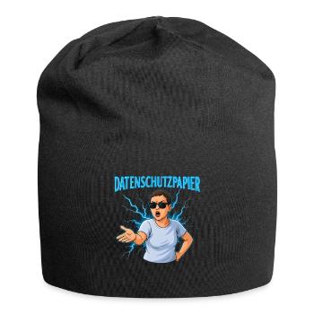 Datenschutzpapier – Satire Design - Jersey-Beanie - Schwarz - Vorne