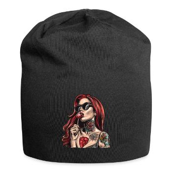 Rote Haare Rockabilly Pin Up Girl 50s - Jersey-Beanie - Schwarz - Vorne