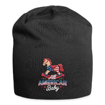 All American Baby Rocking Horse Design - Jersey Beanie - black - Front