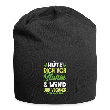 Attention I'm Vegan Funny Vegan Gift - Jersey Beanie - black - Front