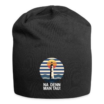 Na Denn Man Tau Leuchtturm Sonnenuntergang Maritim - Jersey-Beanie - Schwarz - Vorne