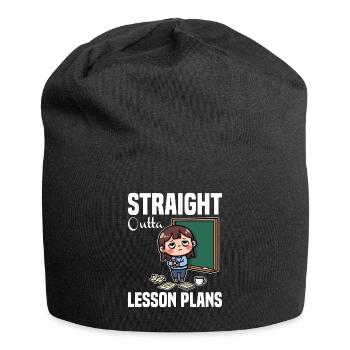 STRAIGHT OUTTA UNTERRICHTSPLÄNE - LEHRER-GESCHENK - Jersey-Beanie - Schwarz - Vorne