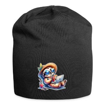 Sloth Laptop Cocktail Work - Jersey Beanie - black - Front