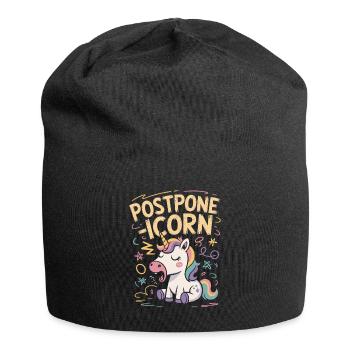 Postpone-Icorn Lustiges Prokrastination Einhorn - Jersey-Beanie - Schwarz - Vorne