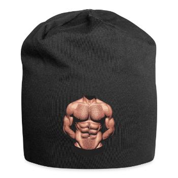 Muskulöser Männer Oberkörper - Jersey-Beanie - Schwarz - Vorne