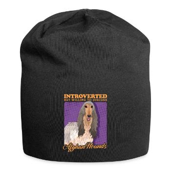 Cadeau pour le propriétaire d’un lévrier afghan - Bonnet en jersey - noir - Devant