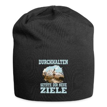 Durchhalten Setze Dir Neue Ziele Motivation Lauf - Jersey-Beanie - Schwarz - Vorne