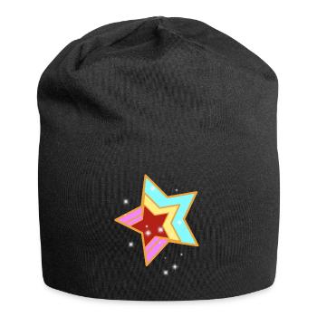 Retro Sterne Vintage 60er 80er - Jersey-Beanie - Schwarz - Vorne