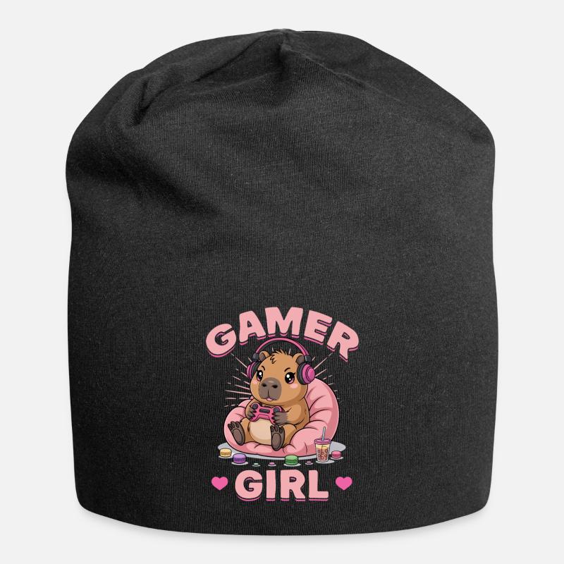 Gamer Gaming Capybara Video Game - Jersey Beanie - black