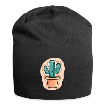 Topfkaktus mit Charme - Jersey-Beanie - Schwarz - Vorne
