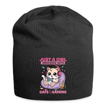 Gamer Gaming Cat Video Game - Jersey-Beanie - Schwarz - Vorne