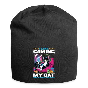 Gamer Gaming Cat Video Game - Jersey-Beanie - Schwarz - Vorne