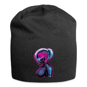Cyberpunk Girl Future Cat Ears - Jersey Beanie - black - Front