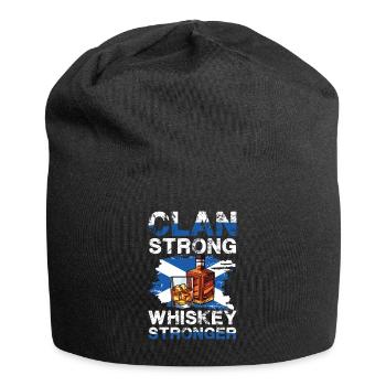 Clan Strong Whiskey Stronger Scotland Motif - Jersey Beanie - black - Front