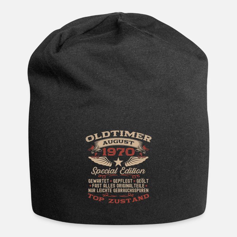 55. Geburtstag Oldtimer August Jahrgang 1970 - Jersey-Beanie - Schwarz