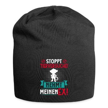Tierschutz STOPPT TIERVERSUCHE NEHMT MEINEN EX - Jersey-Beanie - Schwarz - Vorne