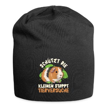 Tierwohl SCHÜTZE DIE KLEINEN STOPPT TIERVERSUCHE - Jersey-Beanie - Schwarz - Vorne