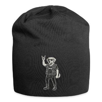 Rock Musique Drôle Chien Golden Retriever Heavy Metal - Bonnet en jersey - noir - Devant