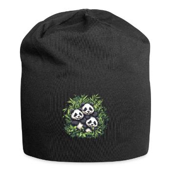 Three pandas in bamboo - Jersey Beanie - black - Front