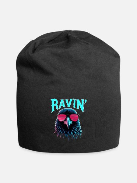 Ravin' Rabe Für Techno Festivals - Jersey-Beanie - Schwarz