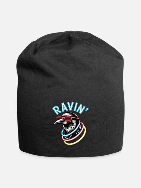 Ravin' Rabe Für Techno Festivals - Jersey-Beanie - Schwarz
