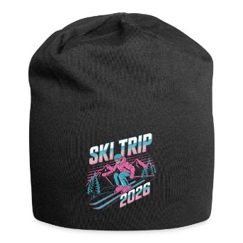 Ski Trip 2026 – Neon Retro Skiing Adventure Design - Jersey Beanie - black - Front