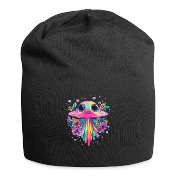 OVNI avec pluie de fleurs - Bonnet en jersey - noir - Devant