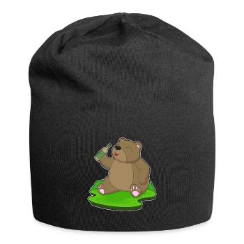 Bear bouteille de bière - Bonnet en jersey - noir - Devant