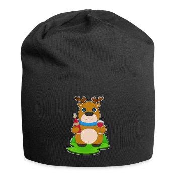 Reindeer bottle of red wine - Jersey Beanie - black - Front