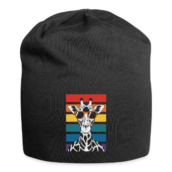 Girafe avec lunettes de soleil coucher de soleil - Bonnet en jersey - noir - Devant