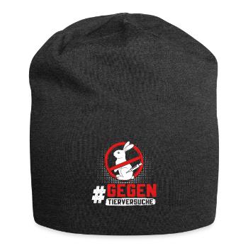 Tierschutz STOPPT TIERVERSUCHE GEGEN VERSUCHE - Jersey-Beanie - Anthrazit - Vorne