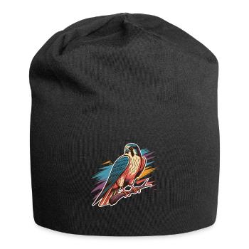Colorful Falcon on Branch with Colorful Background - Jersey Beanie - black - Front