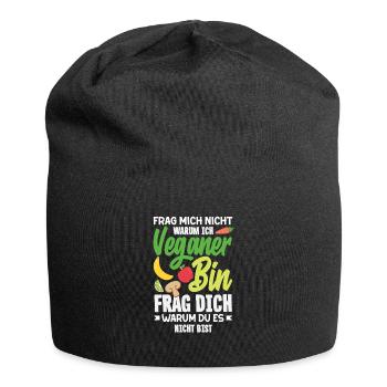Attention I'm Vegan Funny Vegan Gift - Jersey Beanie - black - Front