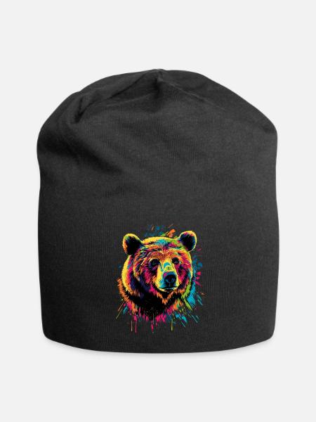 Braunbär Grizzly Bär Bärenbrüder Wald Wilde Bären - Jersey-Beanie - Schwarz