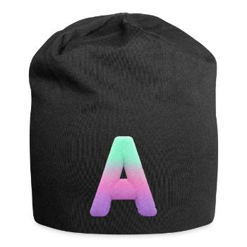 A letter with fur effect and pastel gradient - Jersey Beanie - black - Front