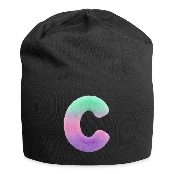 Lettre C aspect fourrure et dégradé de couleurs - Bonnet en jersey - noir - Devant
